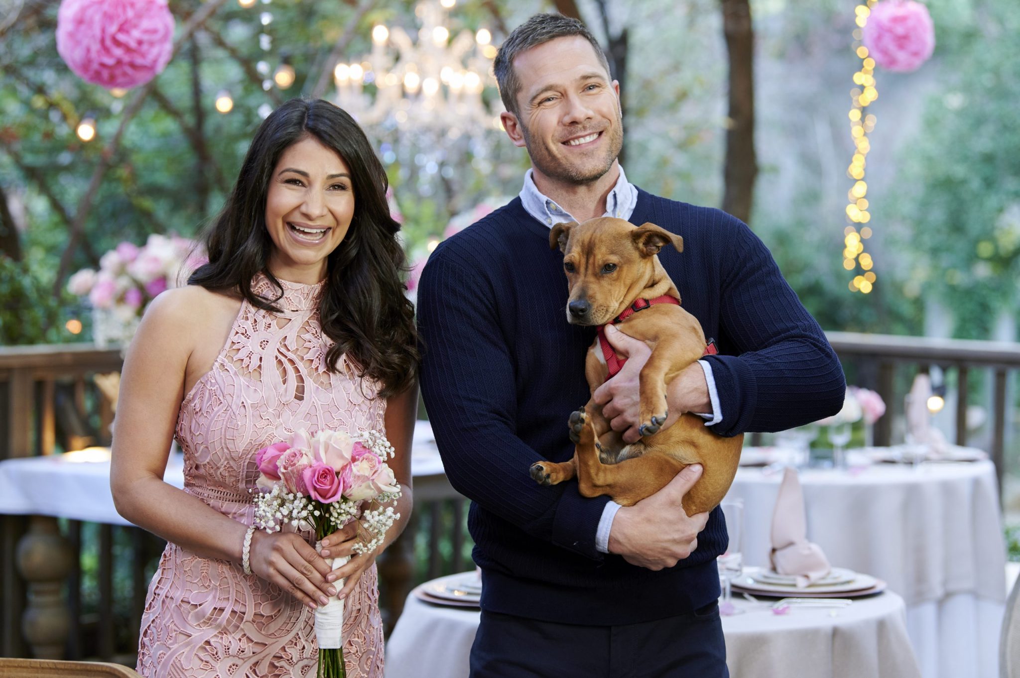 A sneak peek at our Love Ever After original movies plus Hallmark Channel's upcoming Cat Bowl II, Kitten Bowl VII, and the 2020 American Rescue Dog Show. Photo: Larissa Wohl, Luke Macfarlane Credit: ©2020 Crown Media United States LLC/Photographer: Alexx Henry/Alexx Henry Studios, LLC
