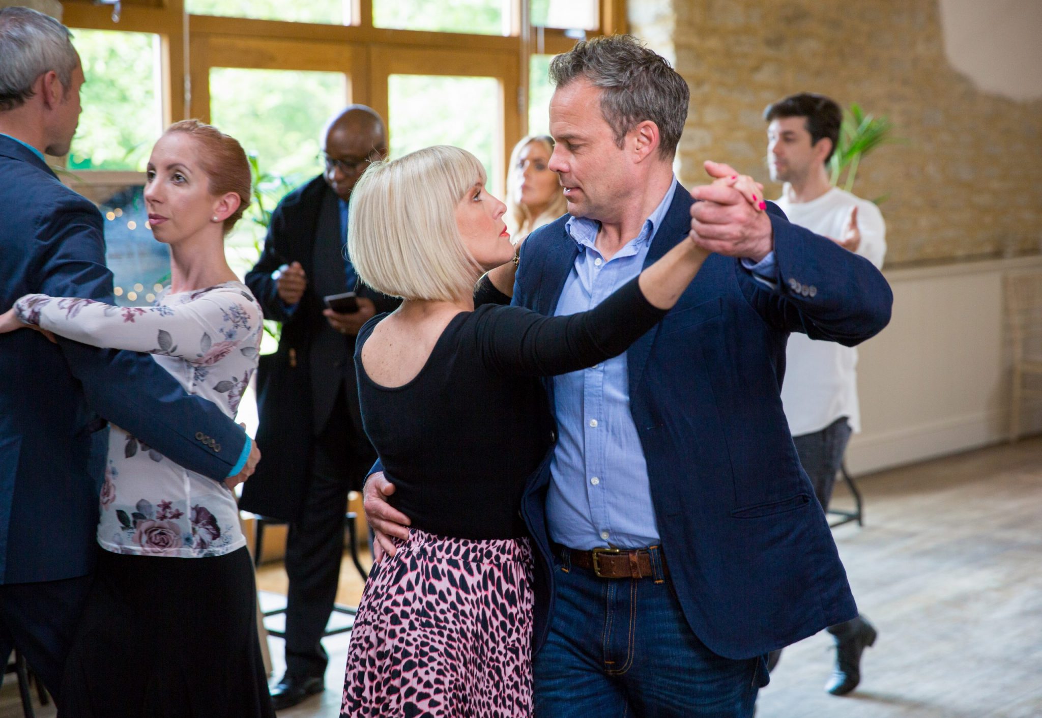 Agatha Raisin and the Deadly Dance, Ashley Jensen, Agatha, Jamie Glover, James, photo courtesy of Acorn promotion