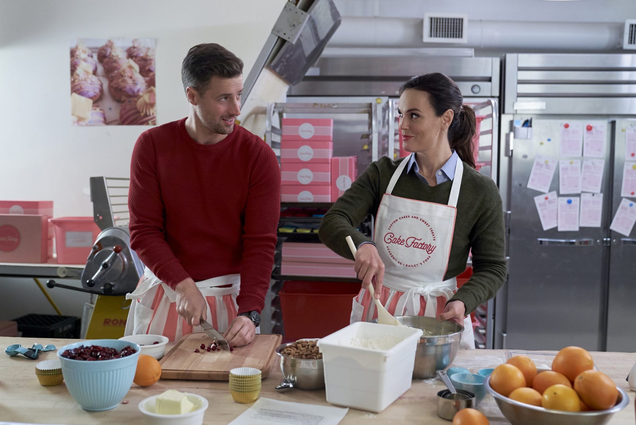 Bakery owner Kelly hasn’t thought about love since Andrew ended their engagement for culinary school in Paris. Now he’s back, and so is their chemistry. Unfortunately, Kelly’s still hurt and won’t see Andrew before he leaves. But little does she know that when she’s selected as a contestant on the Valentine’s Day Bake-Off, Andrew is as well. In fact, none of the contestants will meet until the final show when only two are left. Win or lose, it’ll be sad when Andrew leaves for Paris since he and Kelly have finally discovered the secret ingredient of why he should stay – love. Photo: Brendan Penny, Erin Cahill Credit: ©2020 Crown Media United States LLC/Photographer: Steven Ackerman