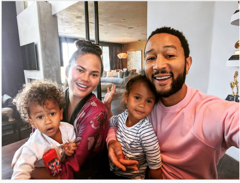 John Legend, Chrissy Teigen, and children