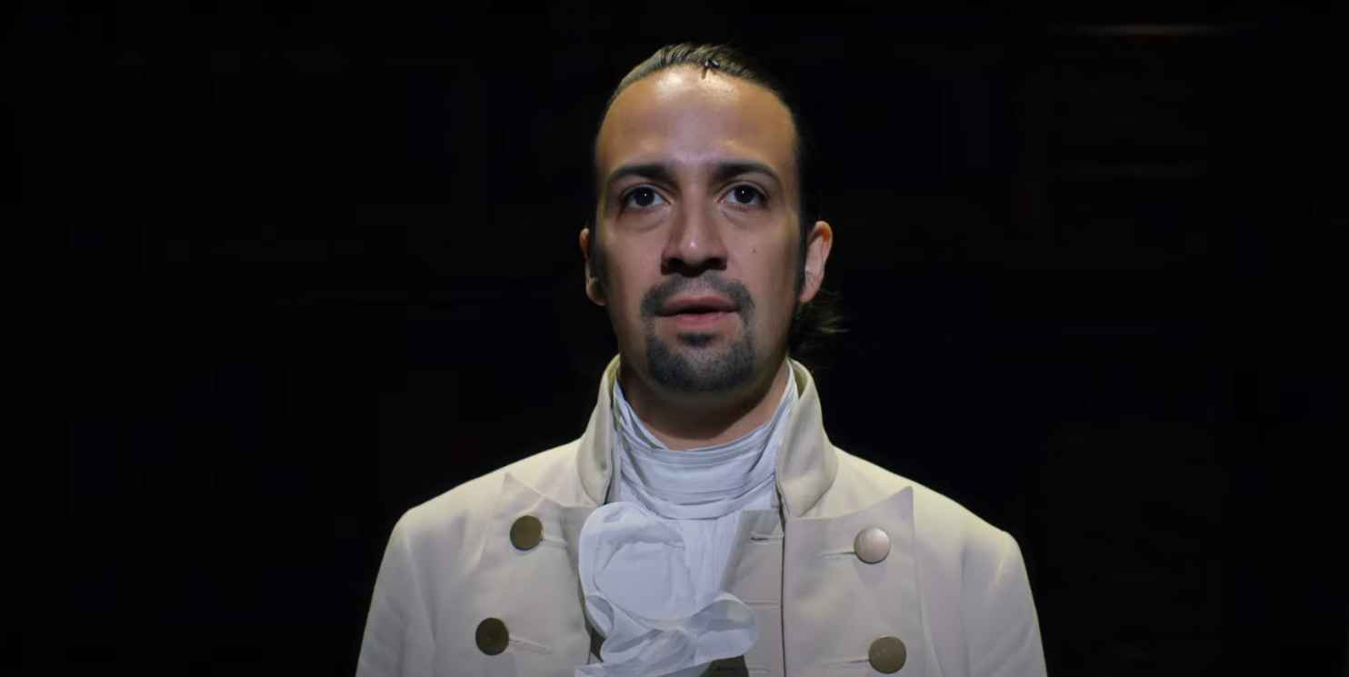 Lin-Manuel Miranda in the film version of Hamilton on Disney Plus