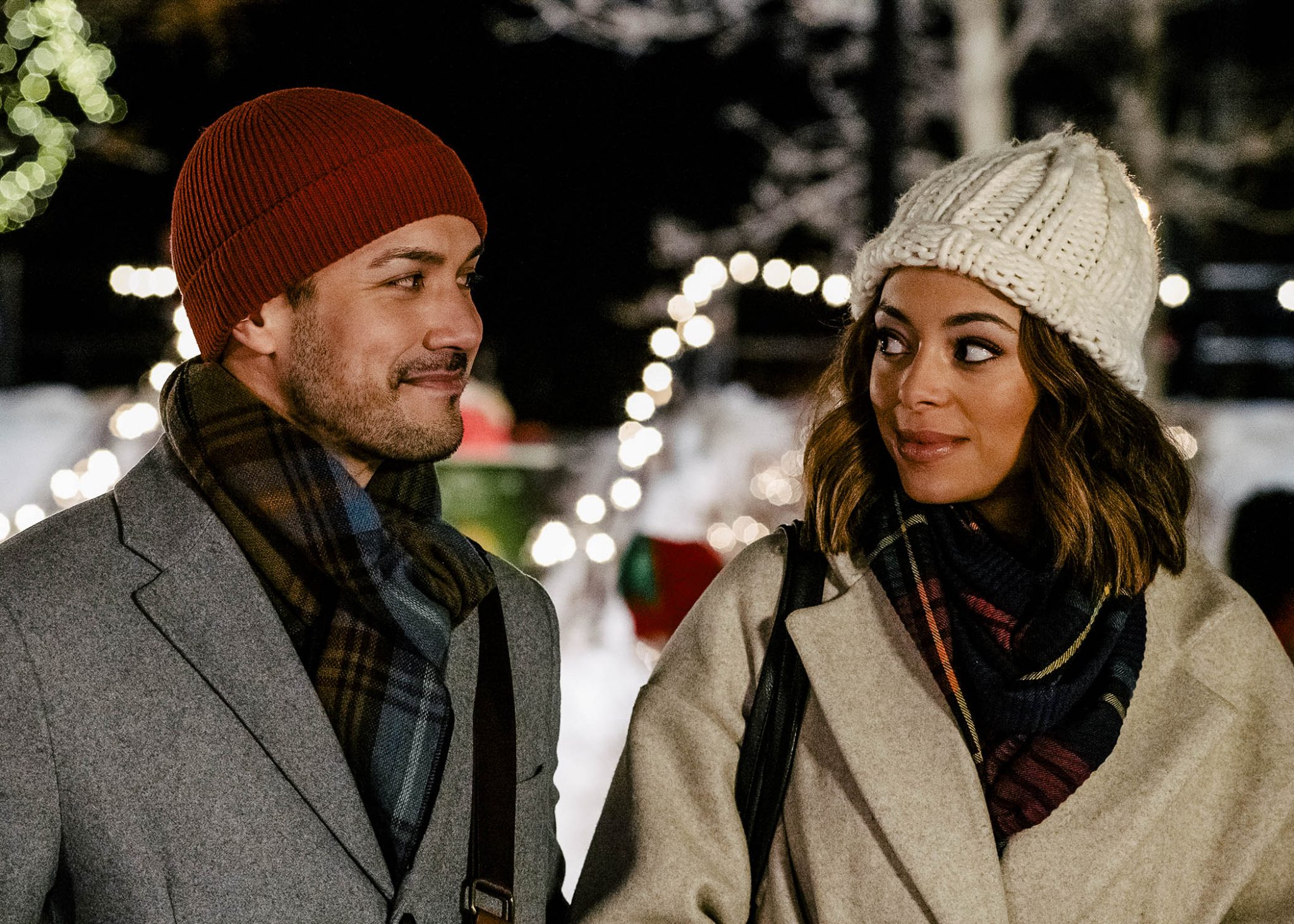 Lifetime, Christmas Unwrapped, Marco Grazzini and Amber Stevens West-Used with permission from Lifetime, Photo by Albert Camicioli Copyright 2020
