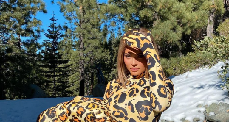 Kylie Jenner Shows Off Body In Snow Leopard Outfit