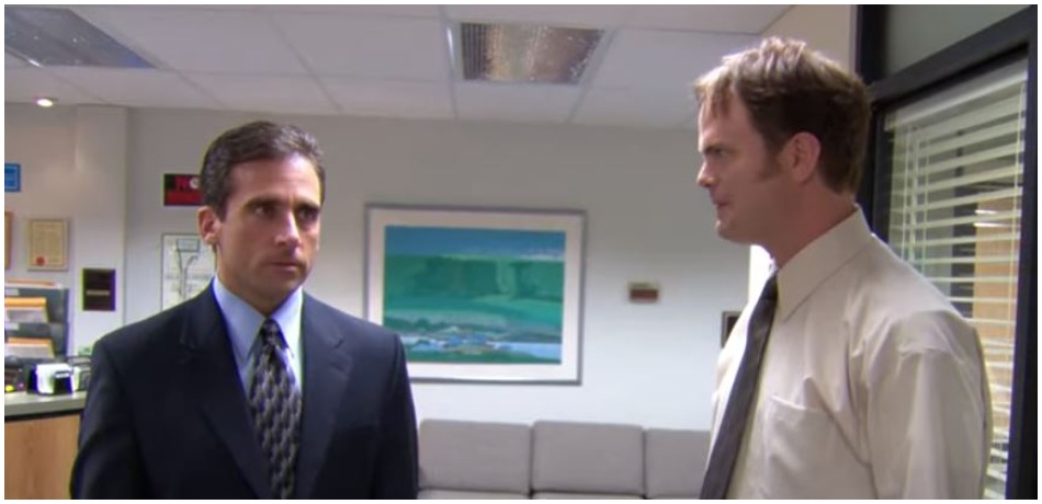 'The Office' stars Steve Carell and Rainn Wilson. (Photo by NBC/YouTube)