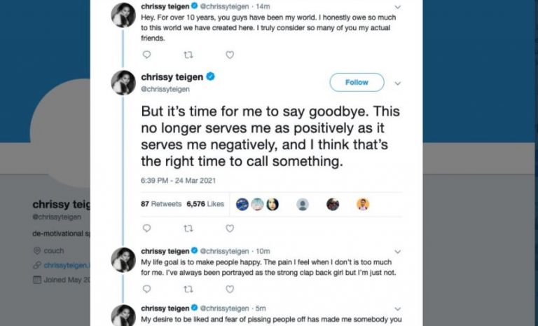 Chrissy Teigen Cancels Twitter Account Over Negative Tweet Concerns