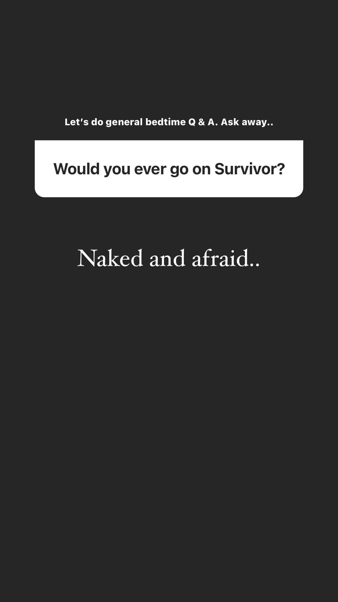 Screenshot Instagram post from Blake Moynes saying he would go on 'Naked and Afraid'