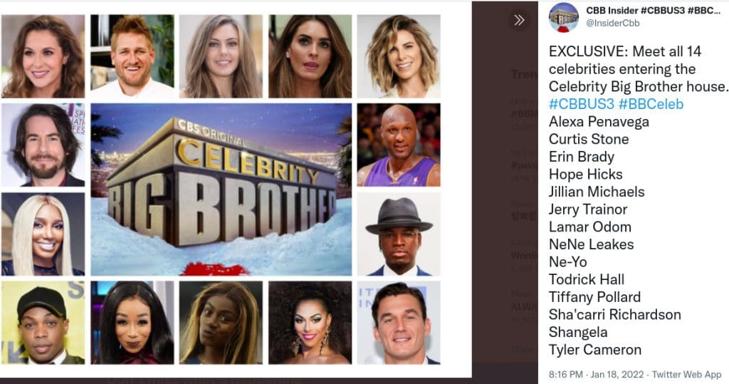 celebrity big brother 3 rumoured cast list