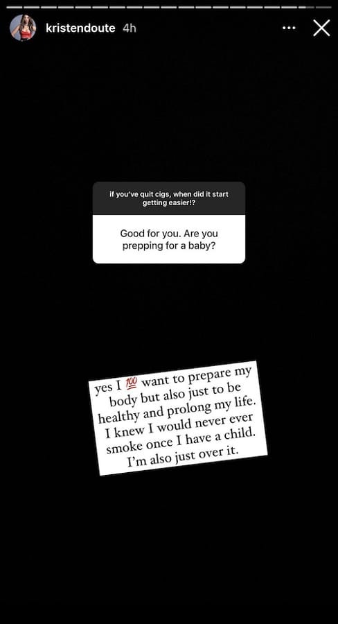 Kristen Doute Admits She Quit Smoking [Credit: Kristen Doute/Instagram Stories]