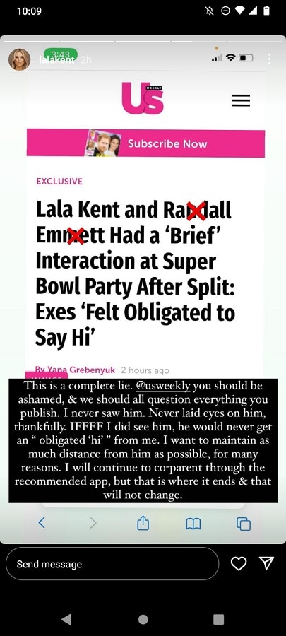 Lala Kent Calls Out Tabloid [Credit: Lala Kent/Instagram Stories]