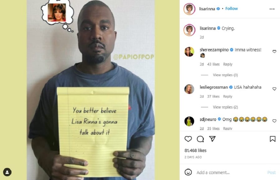 Lisa Rinna Trolls With Kanye West Meme [Credit: Lisa Rinna/Instagram]