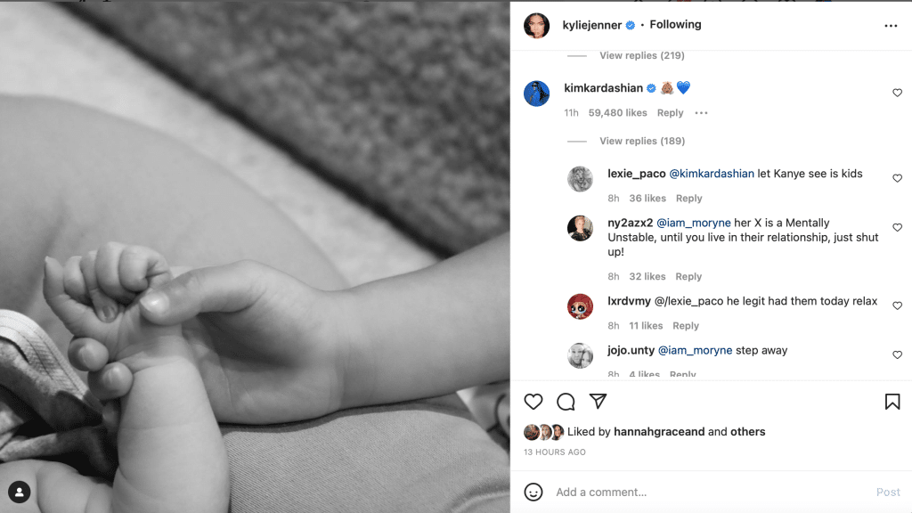 Kim Kardashian comment from Instagram