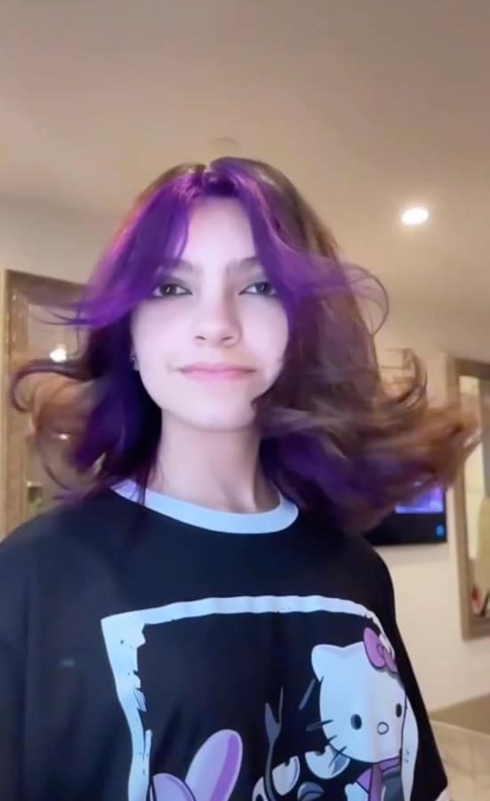 Sophia Abraham Debuts Purple Hair [Credit: TikTok