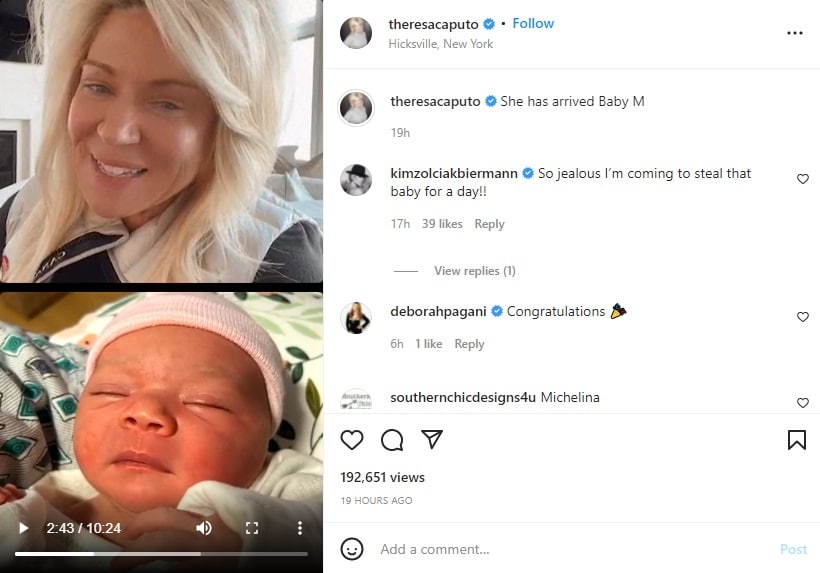 Theresa Caputo Shows Baby M [Credit: Theresa Caputo/Instagram]