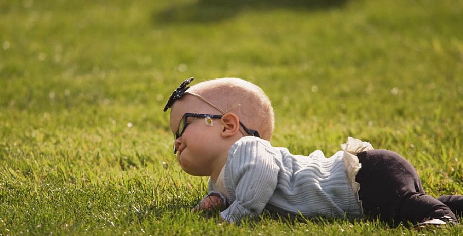 A little girl on the grass