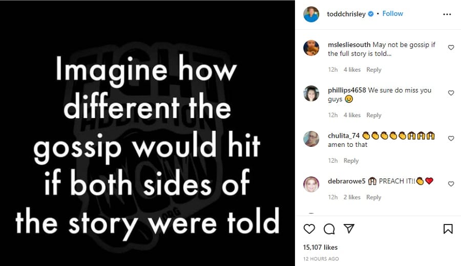 Todd Chrisley's Instagram Post About Gossip [Credit: Todd Chrisley/Instagram]