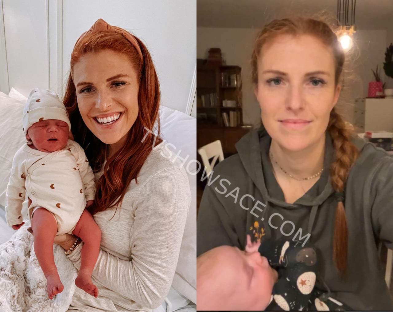 A photo of one woman with different shades of red hair