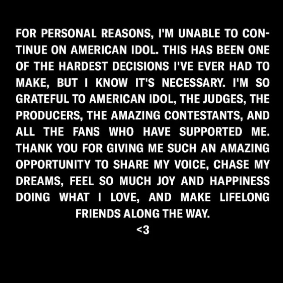 American Idol Kenedi Anderson Releases Statement [Credit: Kenedi Anderson/Instagram]