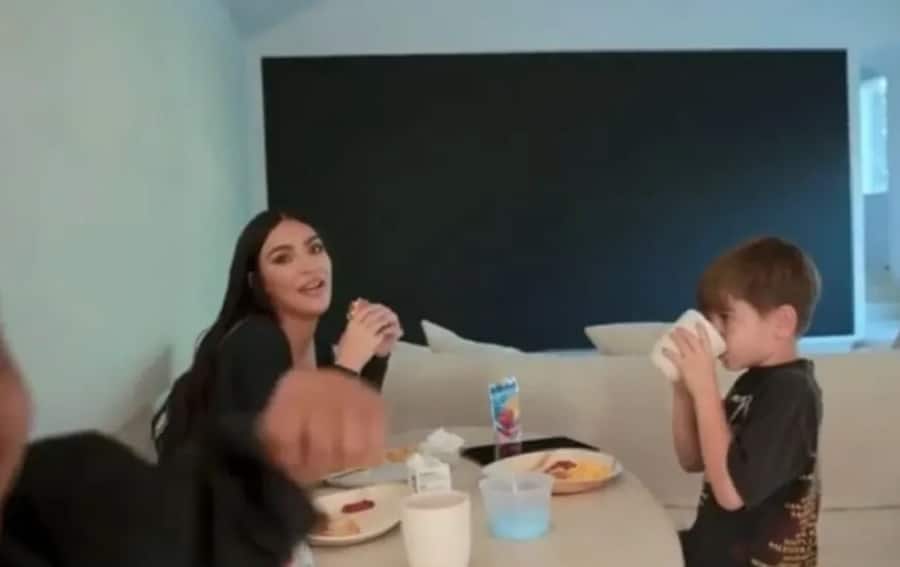 Kim Kardashian Laughs As Saint Punches Camera [Screenshot: Hulu]