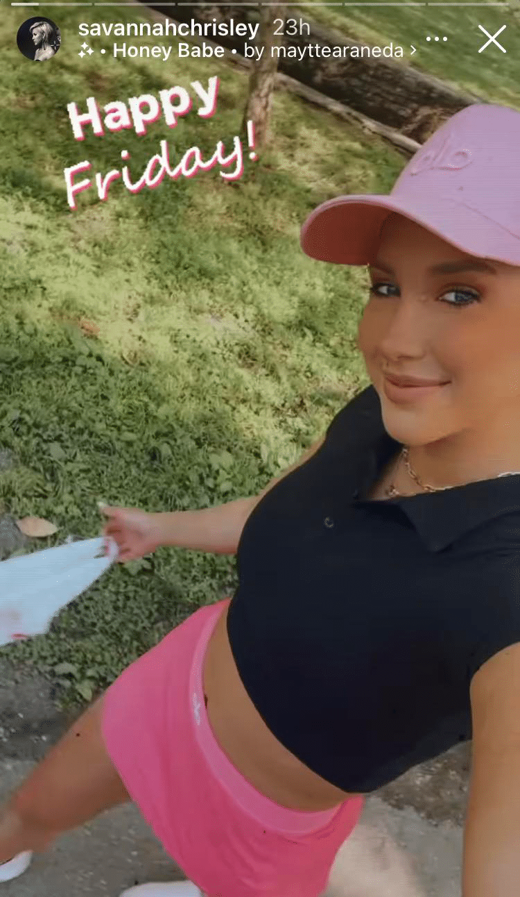 Savannah Chrisley In Hot Pink Miniskirt  [Credit: Savannah Chrisley/Instagram Stories]