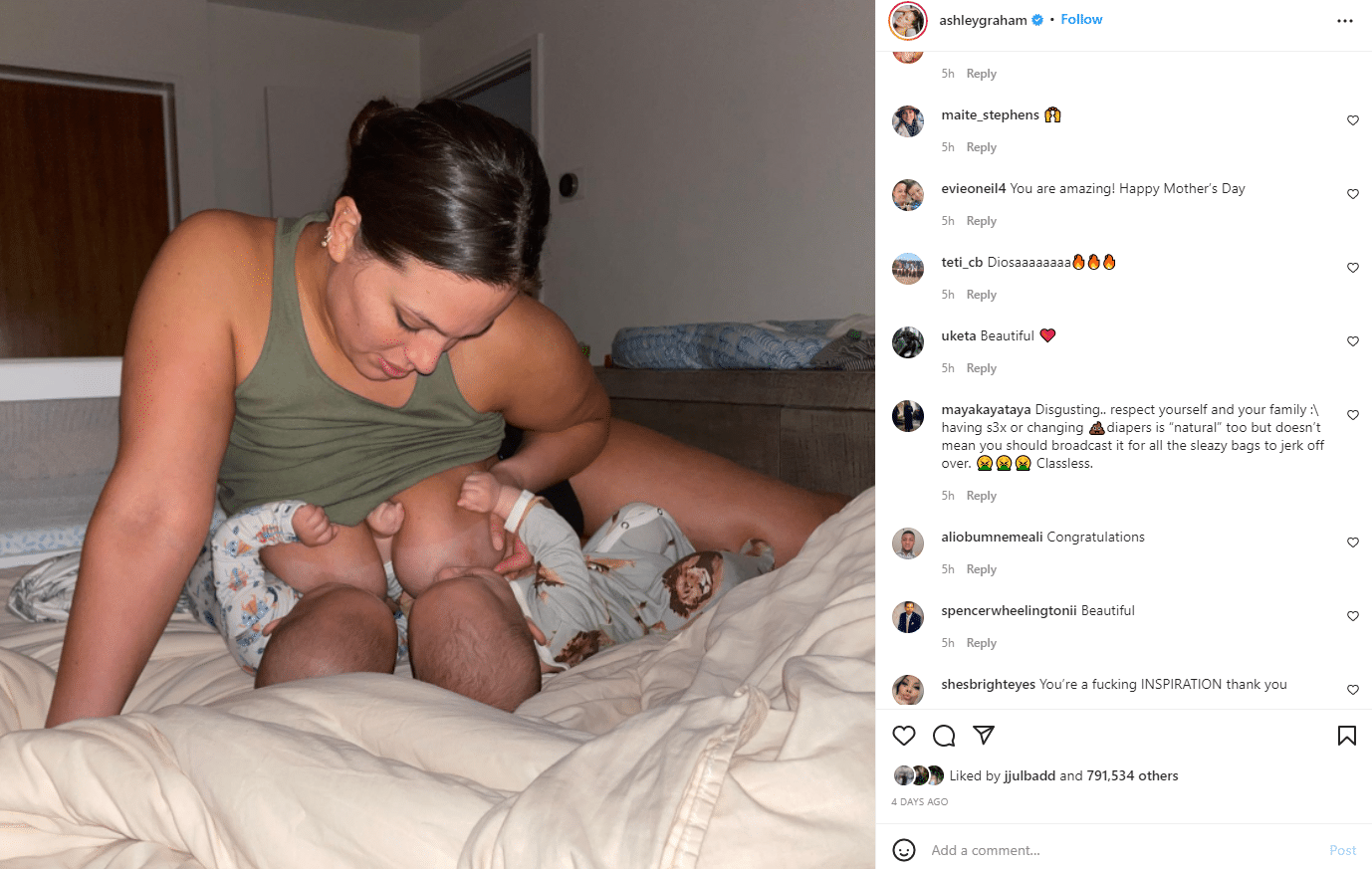 Ashley Gram gets trolled on Instagram over Tandem Feeding Photos