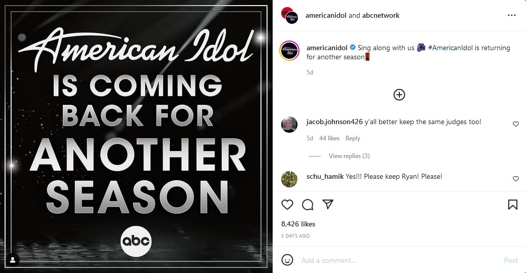 American Idol Season 21 Instagram Post [Credit: American Idol/Instagram]