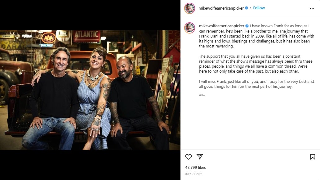 American Pickers Mike Wolfe On Frank Fritz's Firing [Credit: Mike Wolfe/Instagram]