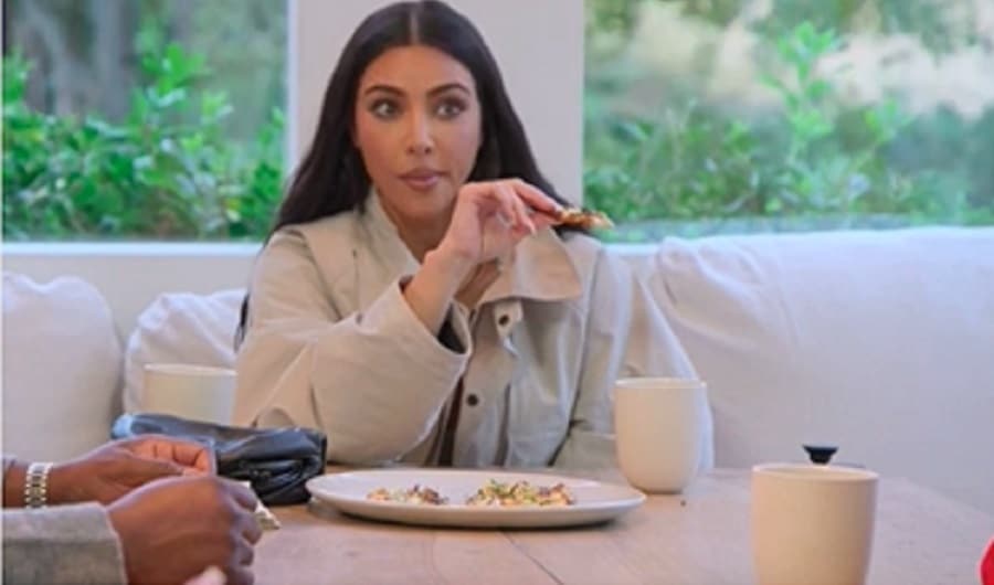 Kim Kardashian Eats Family Dinner [Credit: Hulu]