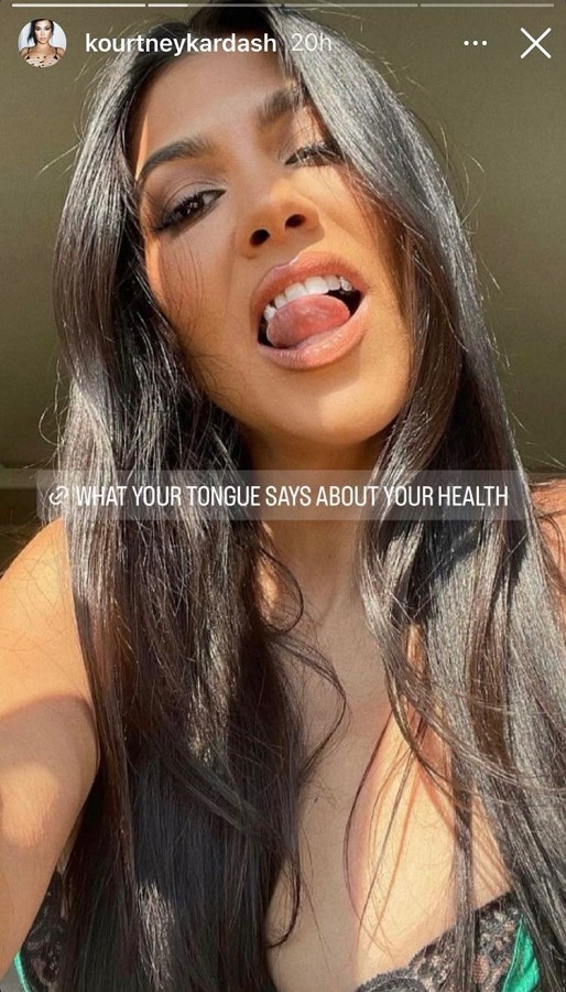 Kourtney Kardashian Drags Tongue On Teeth [Kourtney Kardashian | Instagram Stories]