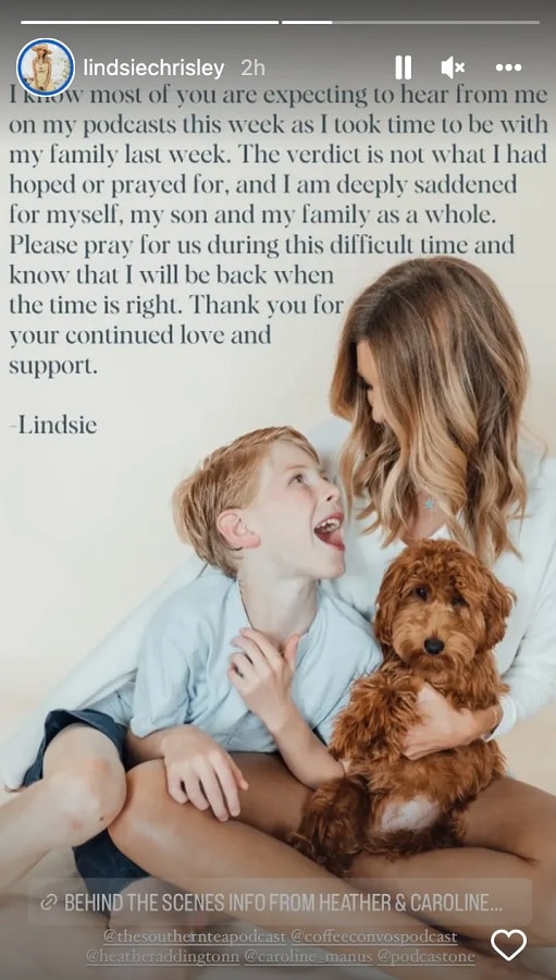 Lindsie Chrisley Statement [Lindsie Chrisley | Instagram Stories]