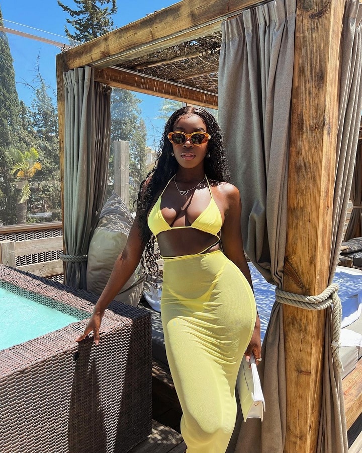 Love Island Kaz Kamwi Bright Yellow Bikini [Kaz Kamwi | Instagram]