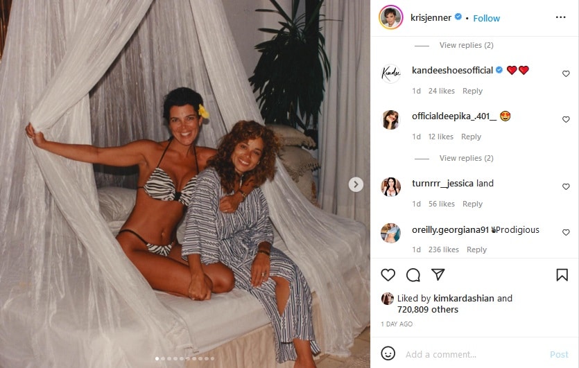 Bikini-Clad Kris Jenner Hugs Faye Resnick [Kris Jenner | Instagram]