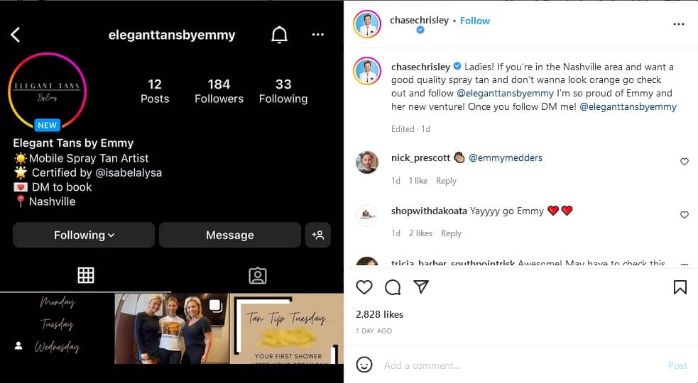 Chase Chrisley's Social Media Gesture [Chase Chrisley | Instagram]