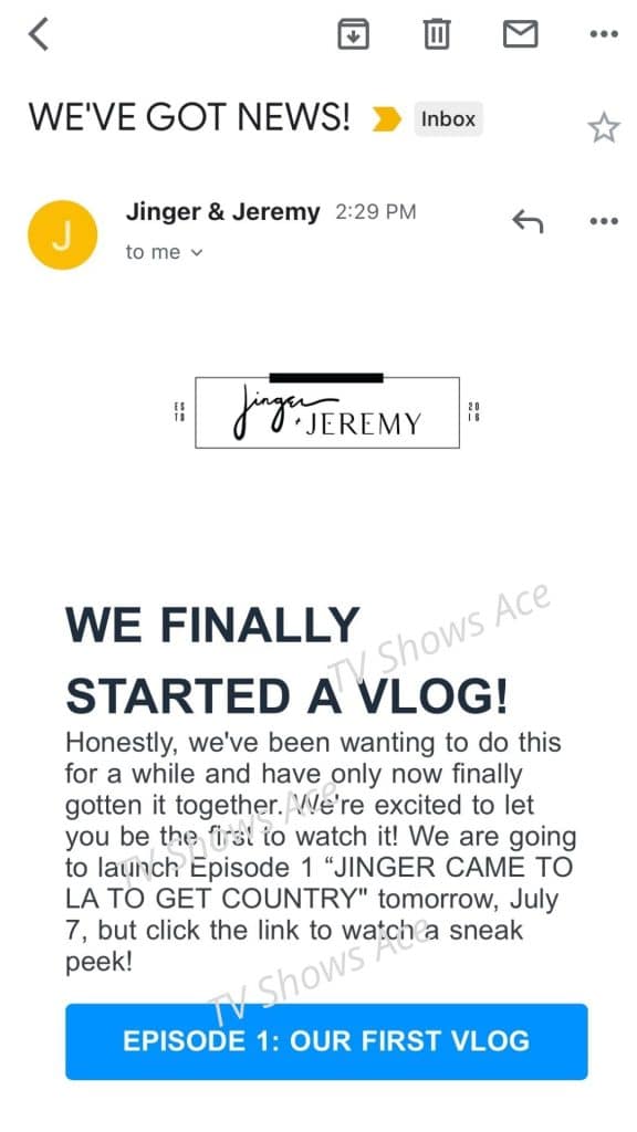 Jinger and Jeremy Vuolo, Newsletter