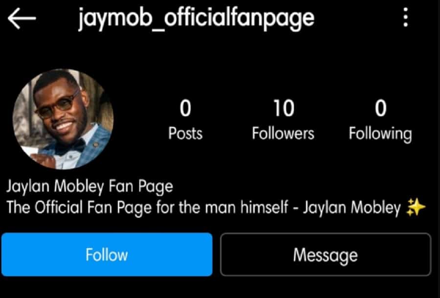Jaylan Mobley's Instagram Fan Page [Screenshot: Instagram]