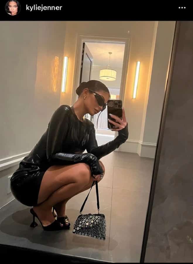Kylie Jenner's Latex Black Dress [Kylie Jenner | Instagram Stories]