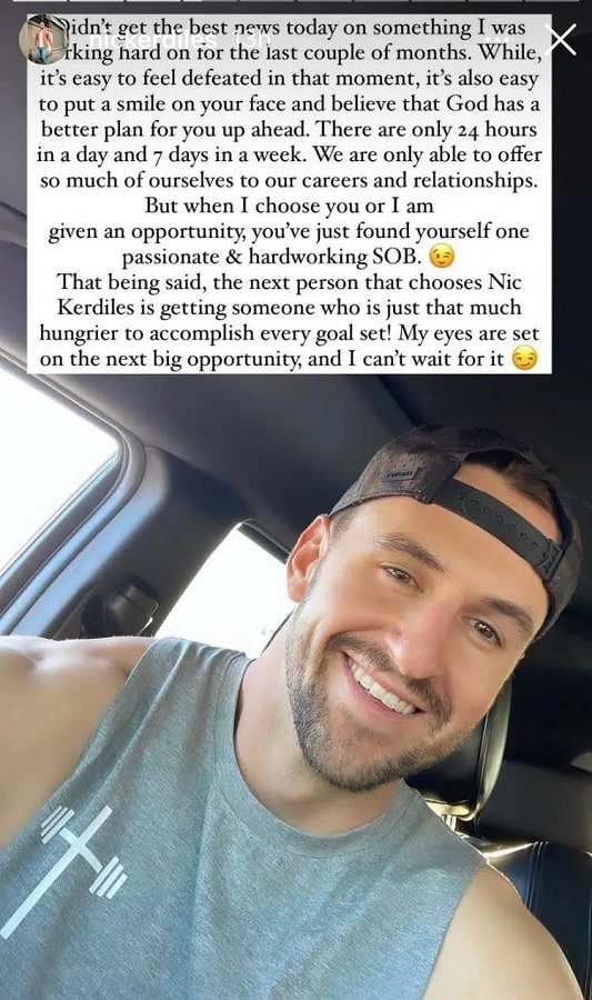 Nic Kerdiles Confirms Split [Nic Kerdiles | Instagram Stories]