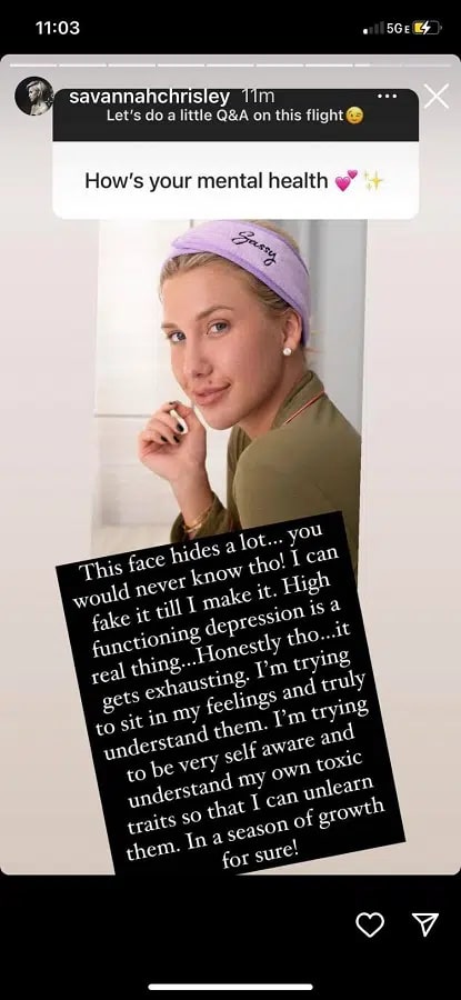 Savannah Chrisley's Mental Health Struggles [Savannah Chrisley | Instagram Stories]