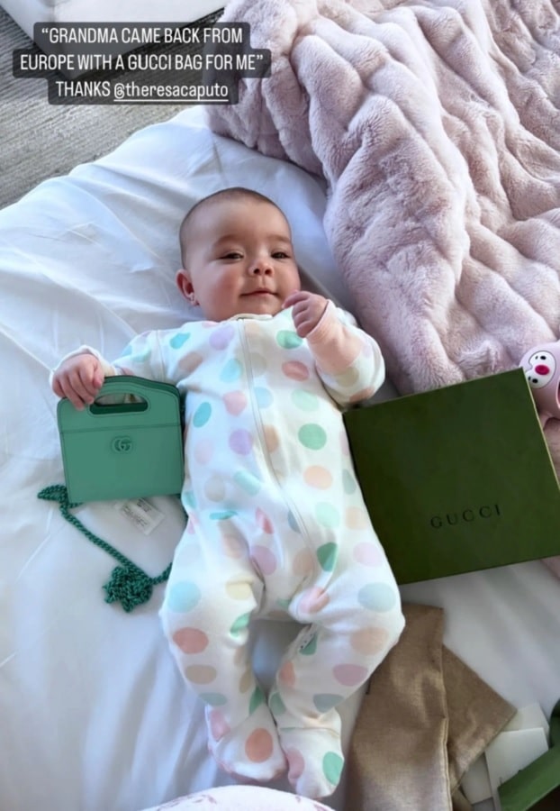 Baby Michelina Holds Gucci Bag [Theresa Caputo | Instagram Stories]