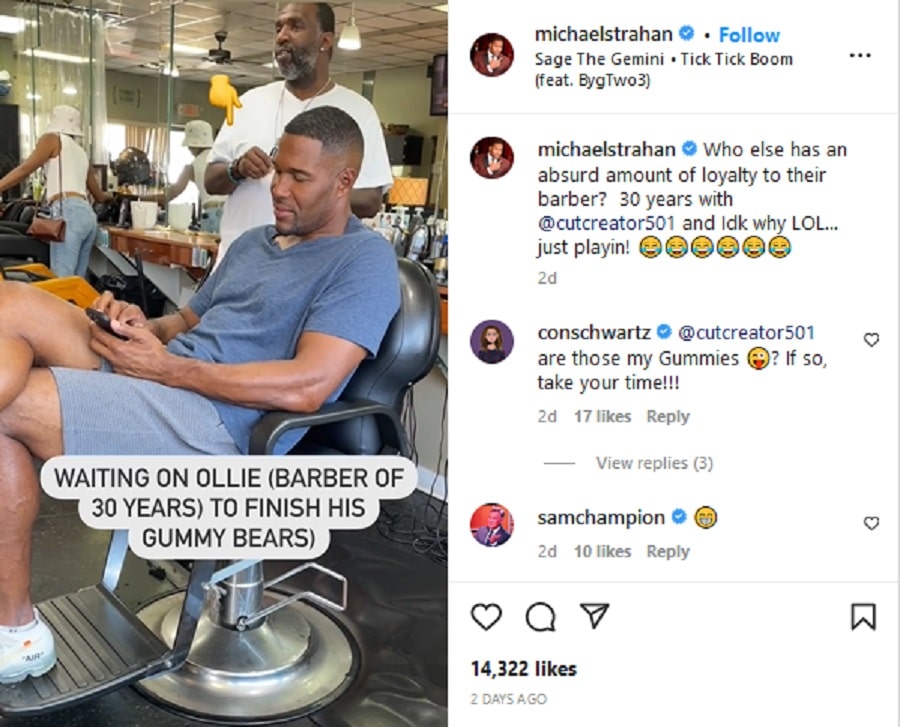 Michael Strahan's Barbershop Video [Michael Strahan | Instagram]