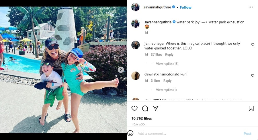 Savannah Guthrie Goes To Waterpark [Savannah Guthrie | Instagram]