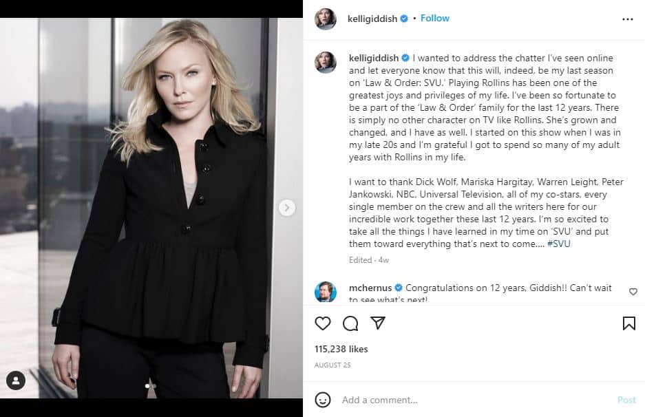 Kelli Giddish Instagram