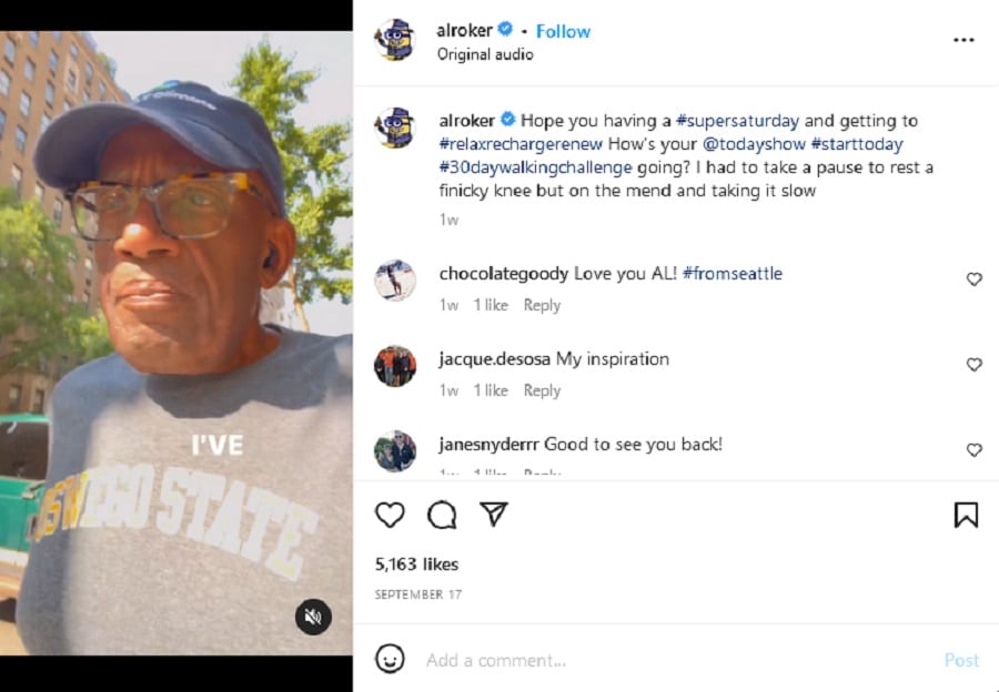 Al Roker Shares Walk [Al Roker | Instagram]