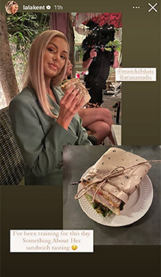 Lala Kent Holds Sandwich [Lala Kent | Instagram Stories]
