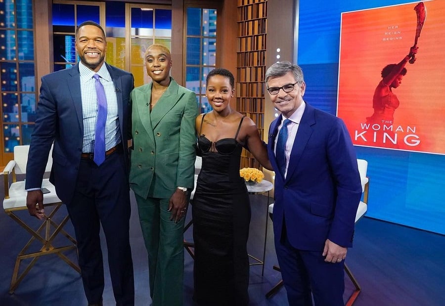 Michael Strahan & George Stephanopoulos With The Stars Of The Woman King [Michael Strahan | Instagram]