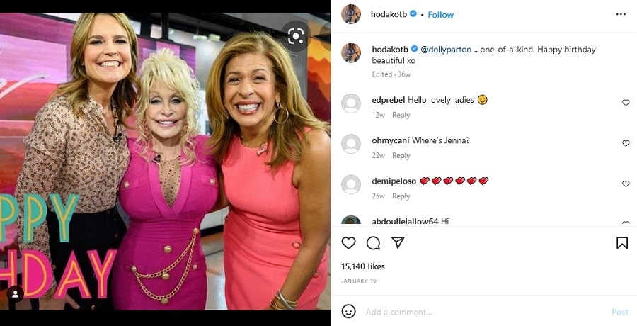 Savannah Guthrie, Dolly Parton & Hoda Kotb [Hoda Kotb | Instagram]