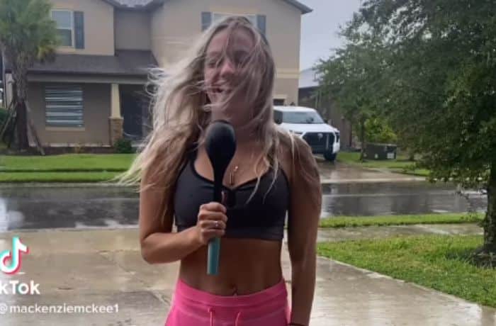 Teen Mom MacKenzie McKee outside in the rain during Hurricane Ian on TikTok - Instagram/MacKenzie McKee