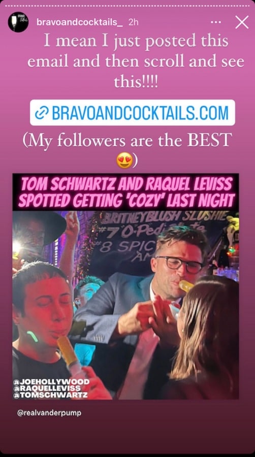Tom Schwartz & Raquel Leviss At Nightclub [Bravo & Cocktails | Instagram Stories]