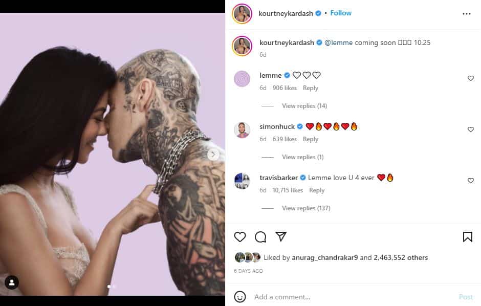 Kourtney Kardashian Travis Barker Instagram