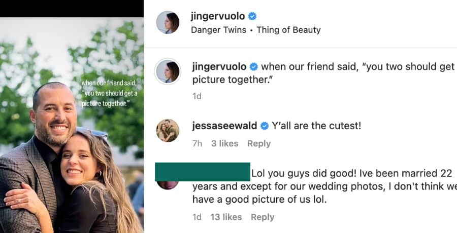 Jinger Vuolo Instagram, Jessa Seewald comment