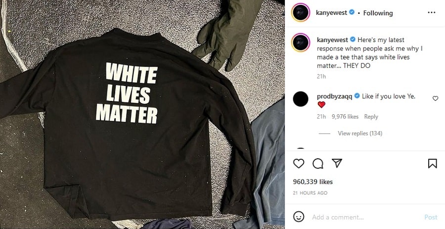 Kanye West Defends White Lives Matter T-Shirts [Kanye West | Instagram]
